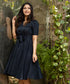Blue Mock Buttoned Linen Dress